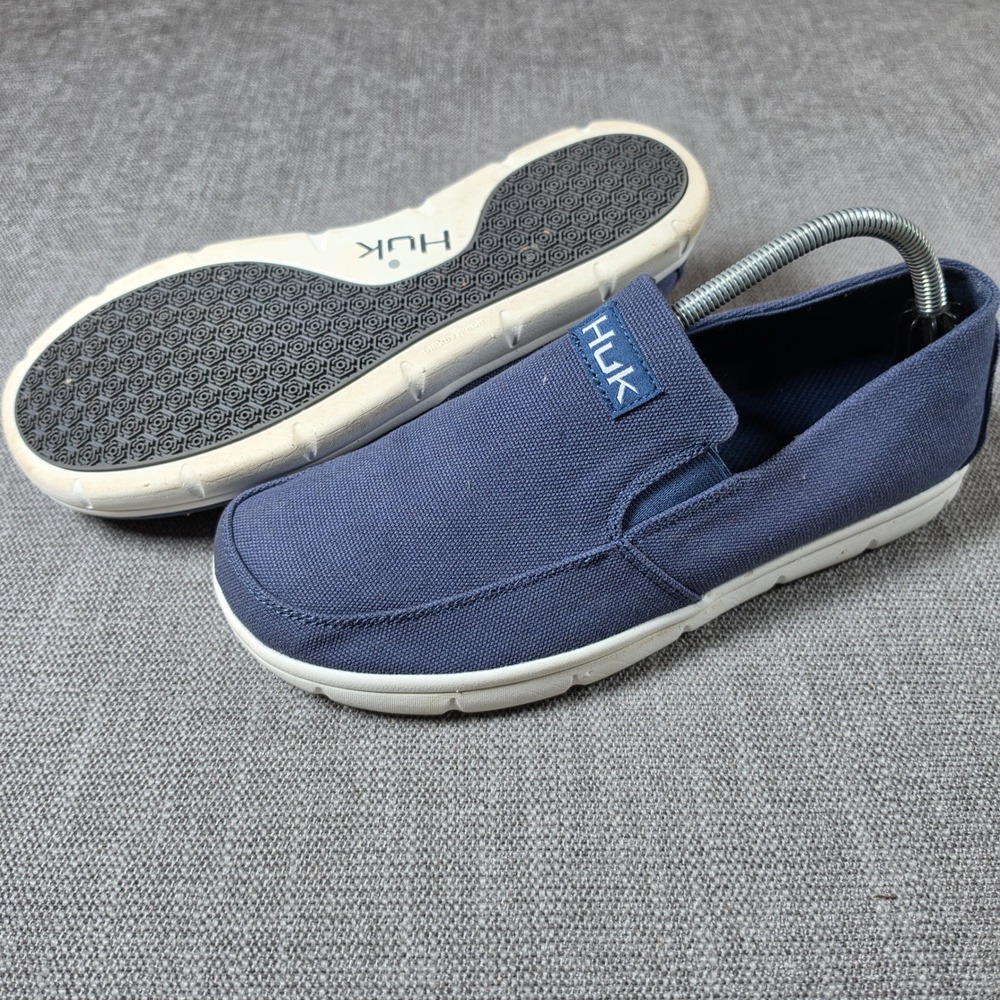 Huk Classic Brewster H8021031409 Mens 9 Navy Blue Slip On Boat Shoes